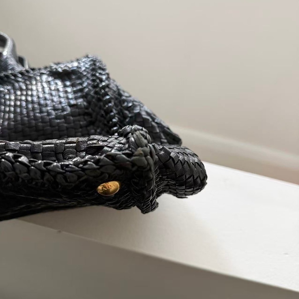 Prada Black Leather Woven Tote Bag - Picture 8 of 11
